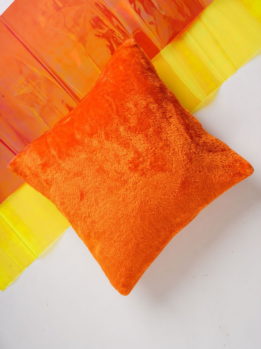 

Folkstorys Orange Square Faux Fur Cushion Covers