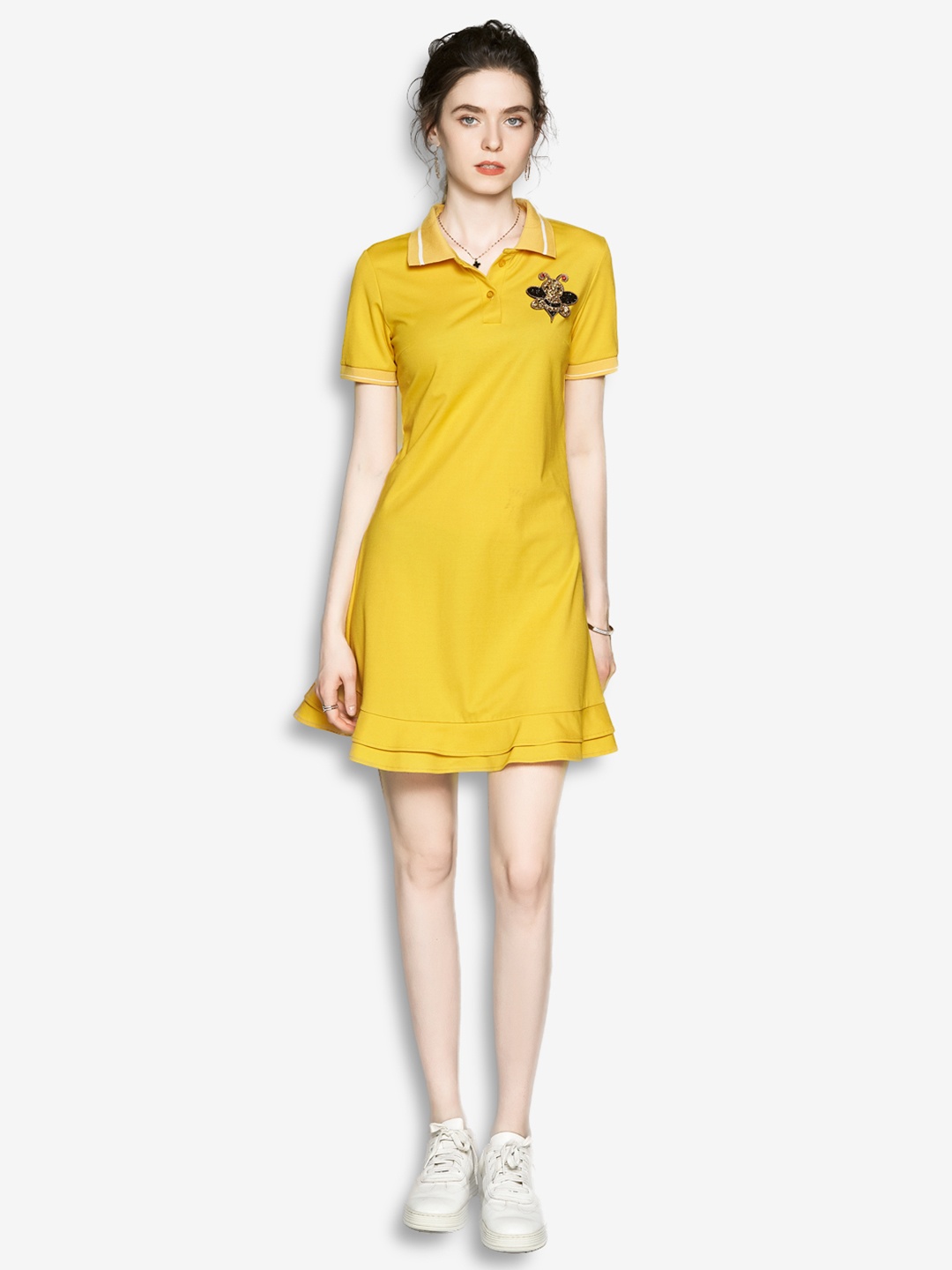 

JC Collection Women Yellow T-shirt Dress