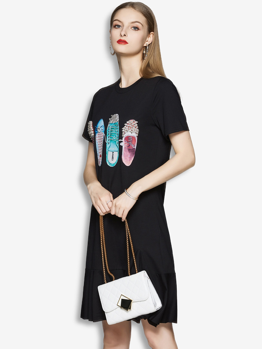 

JC Collection Black Embroidered A-Line Mini Dress