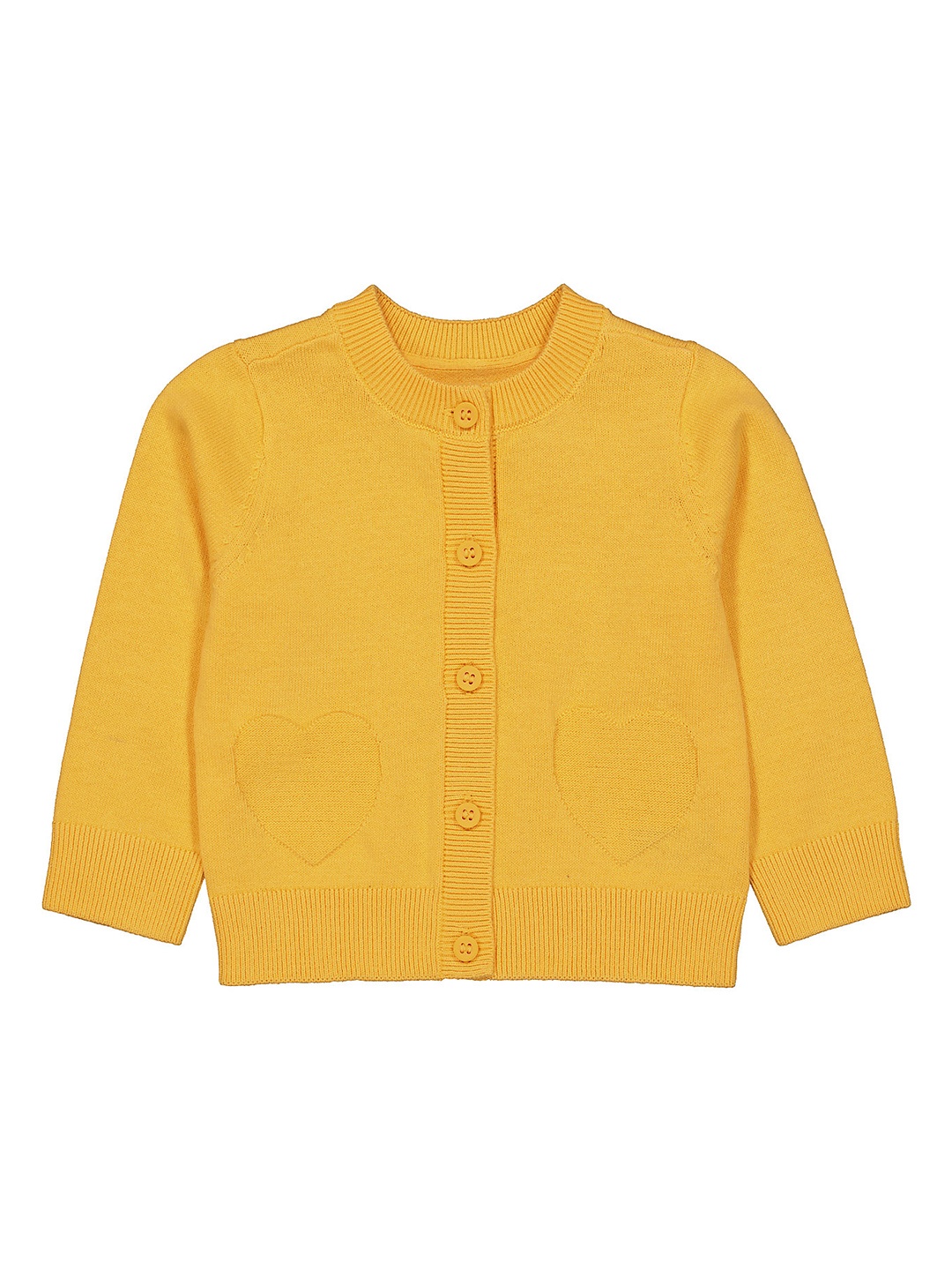 

mothercare Infant Girls Yellow Solid Pure Cotton Cardigan