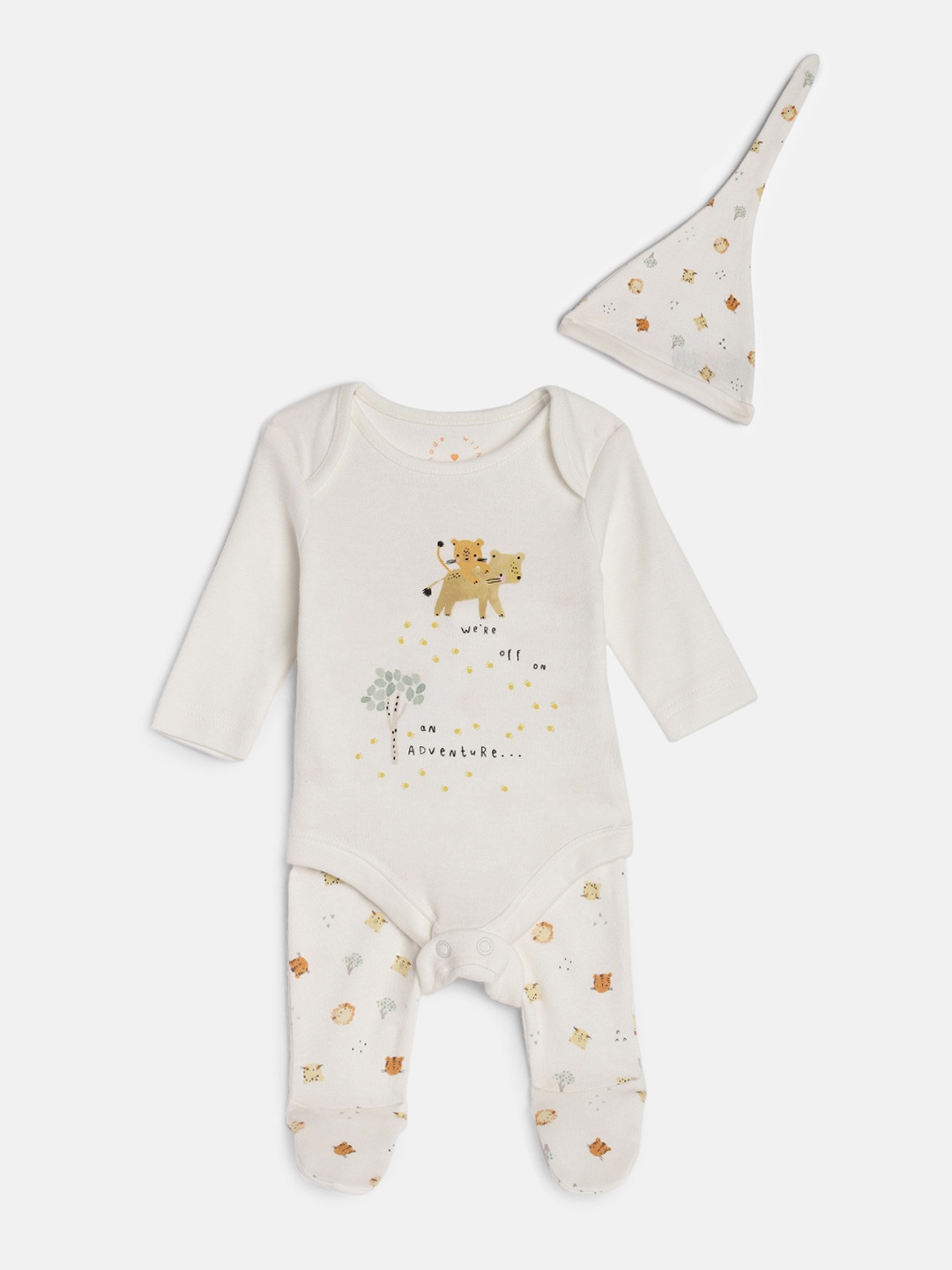 

mothercare Infants Printed Pure Cotton Bodysuit, Off white