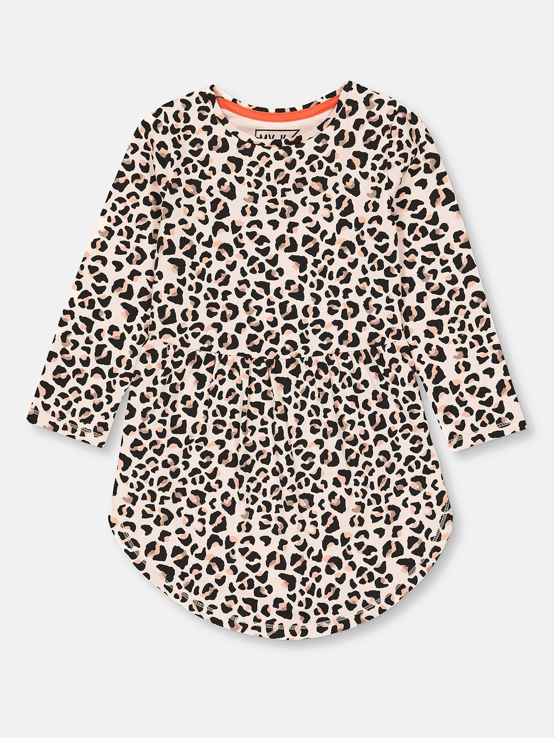 

mothercare Infant Girls Pink & Black Animal Printed Pure Cotton A-Line Dress