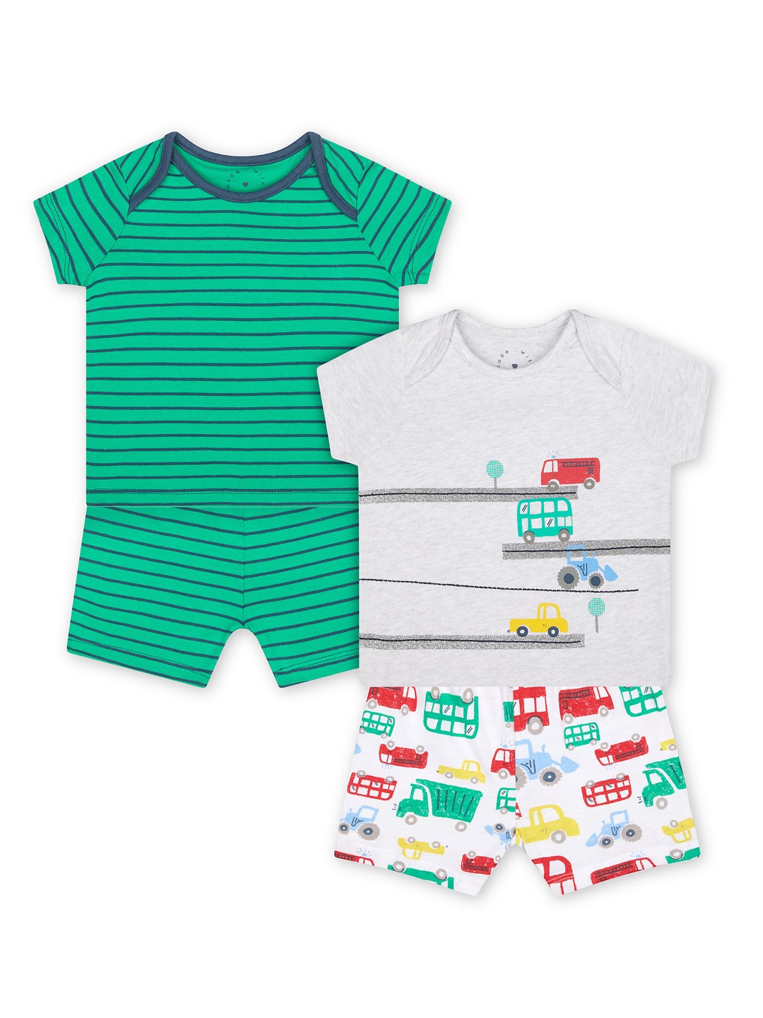 

mothercare Infant Boys Set of 2 Multicoloured Printed Pure Cotton T-shirt with Shorts, Multi