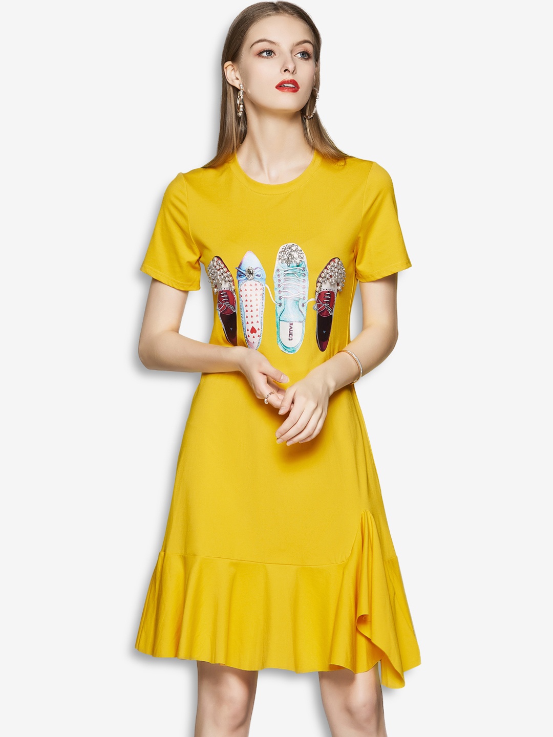 

JC Collection Women Yellow A-Line Dress