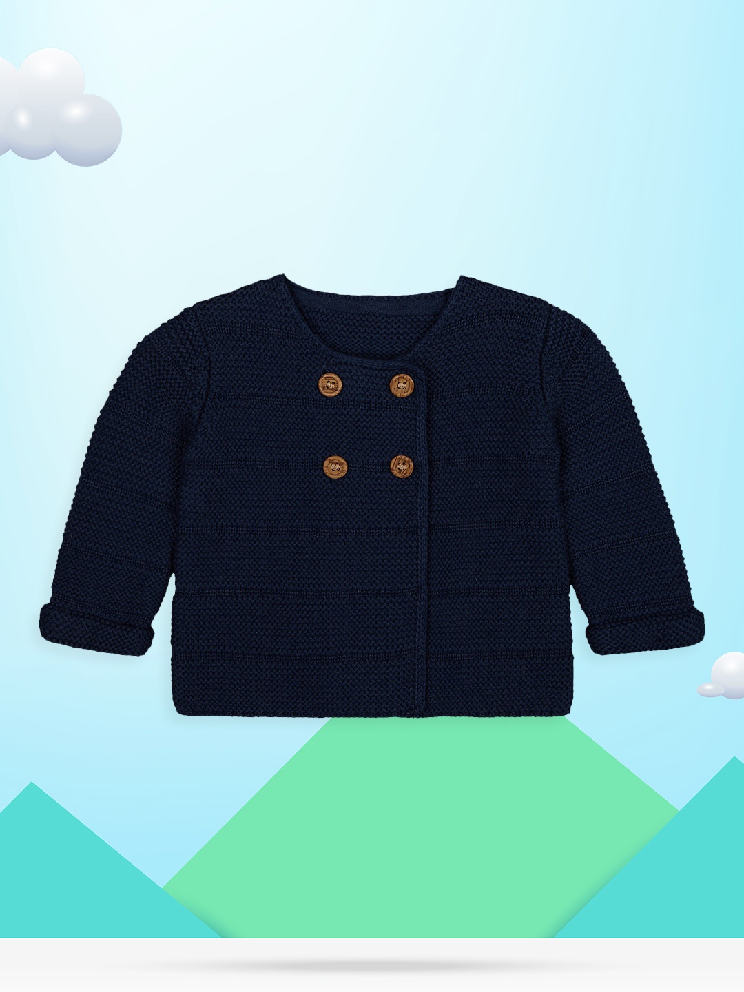 

mothercare Infant Boys Navy Blue Solid Pure Cotton Cardigan