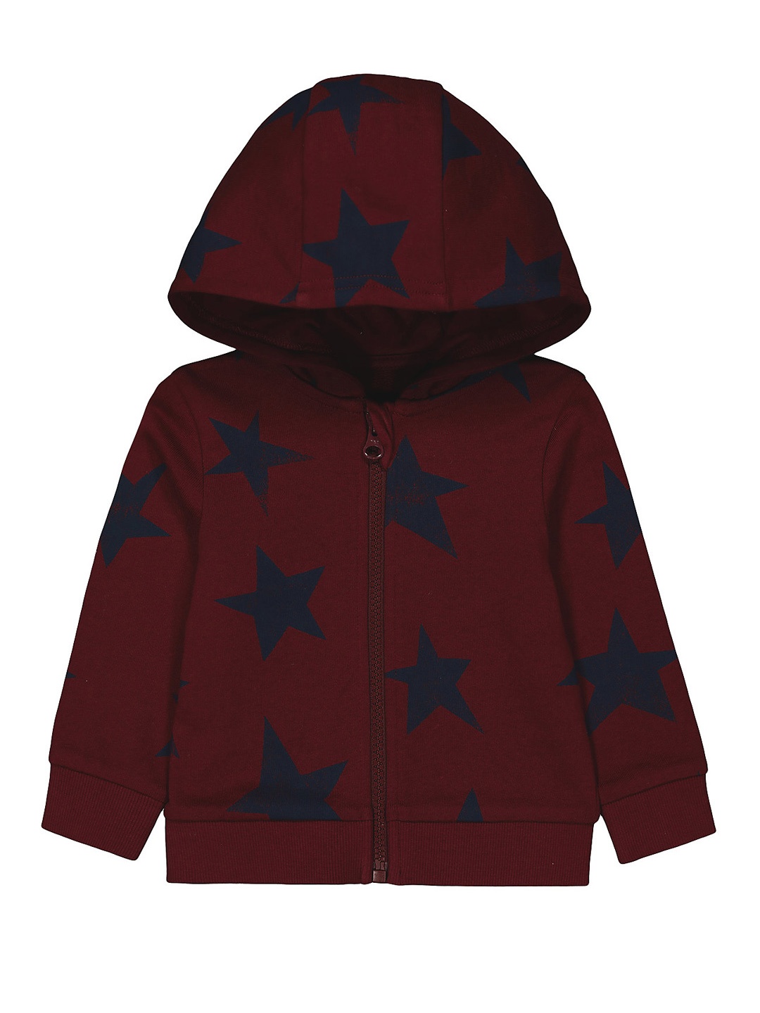 

mothercare Boys Burgundy Printed Pure Cotton Hooded Sweatshirt