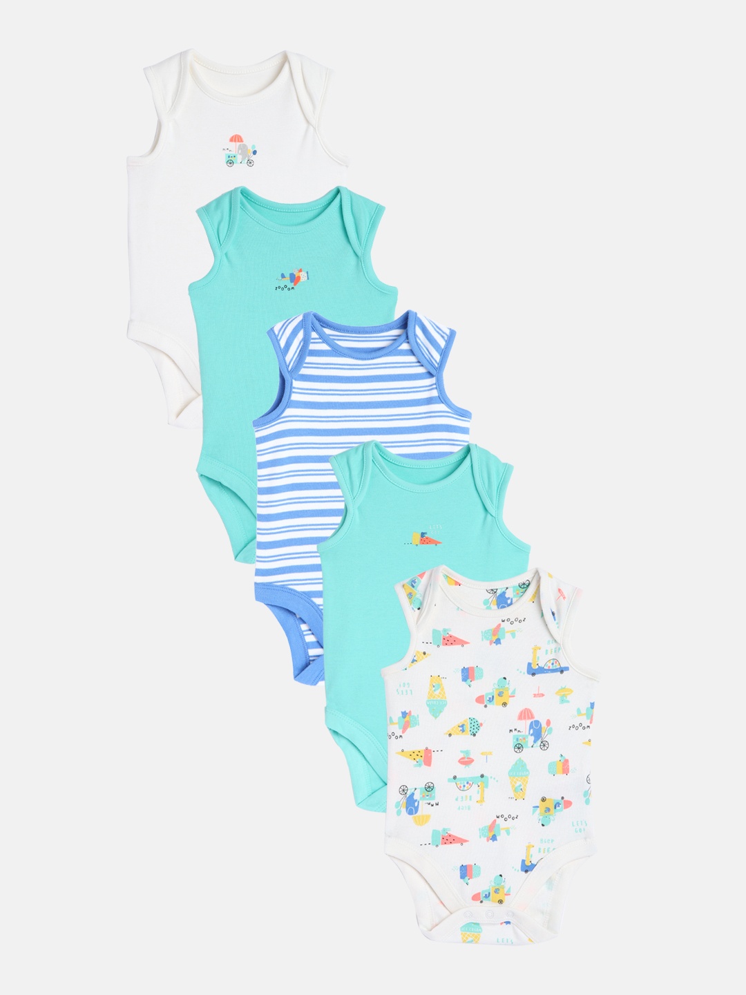 

mothercare Infant Boys Pack of 5 Pure Cotton Bodysuits, White