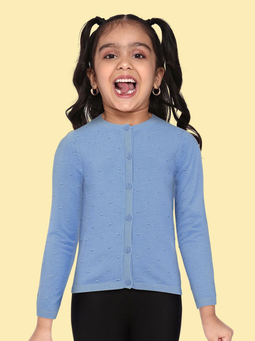 

mothercare Infant Girls Blue Self-Design Pure Cotton Cardigan