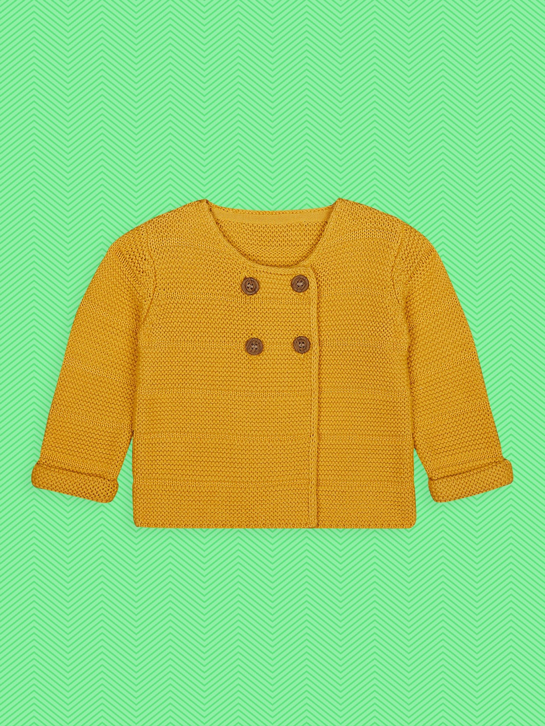 

mothercare Girls Yellow Solid Pure Cotton Cardigan