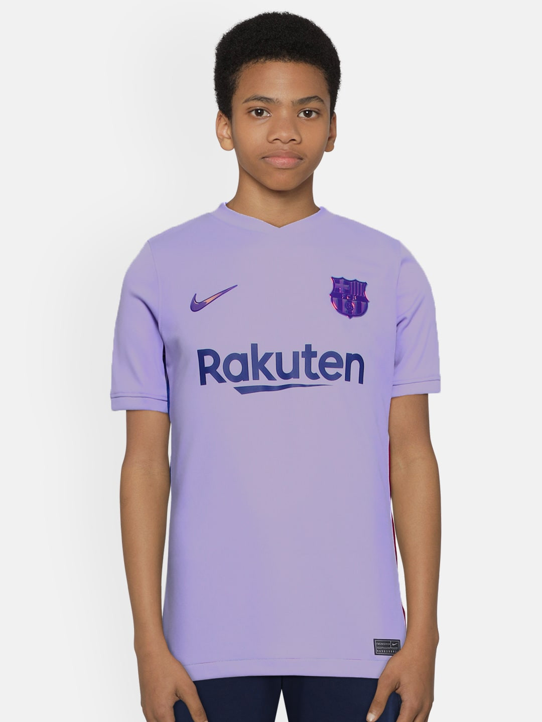 

Nike Kids Purple FCB YNK Typography Barcelona Printed V-Neck Regular Fit T-shirt