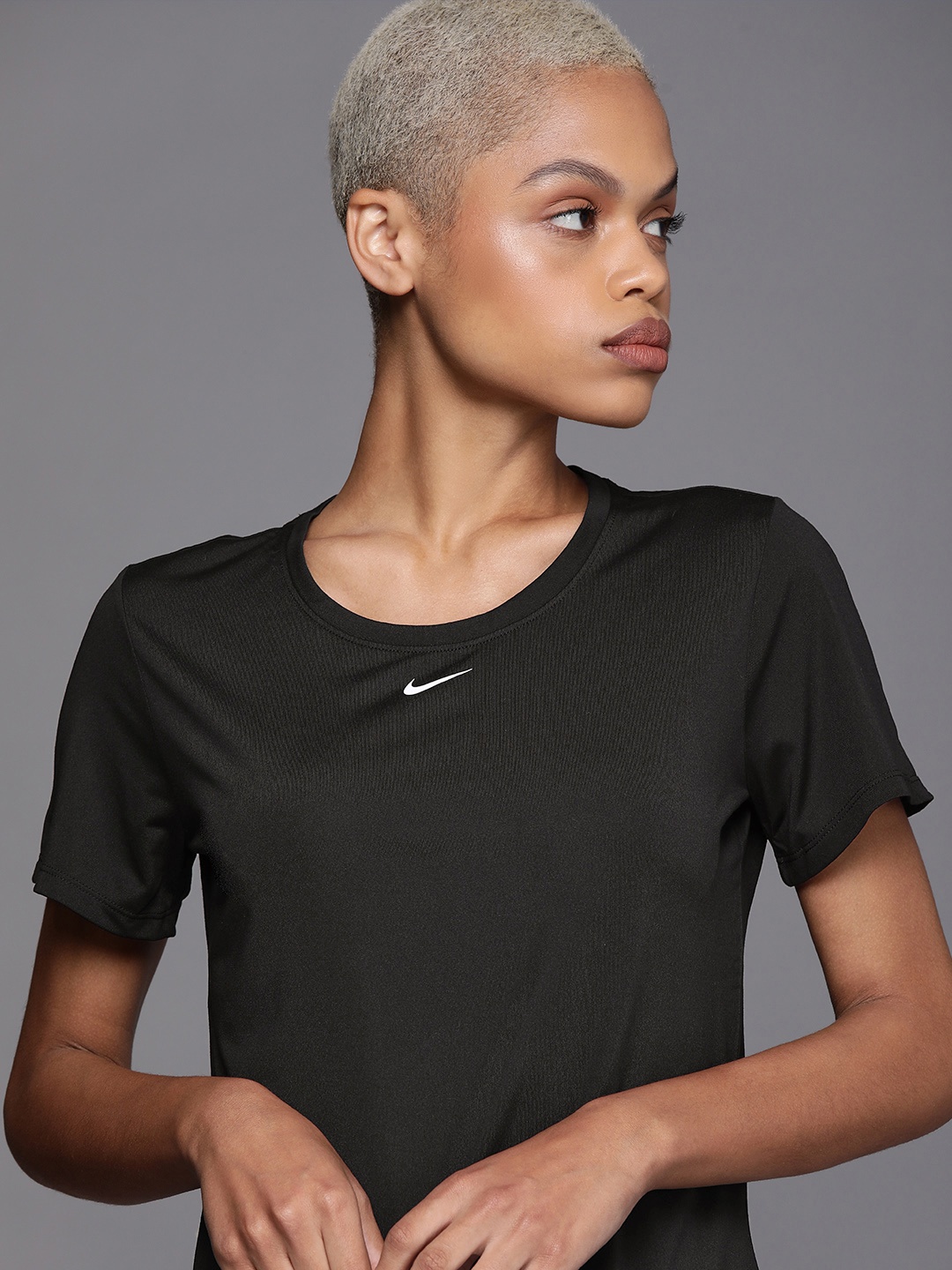 

Nike Black Brand Logo Dri-FIT Standard Fit ONE DF SS STD Regular Top