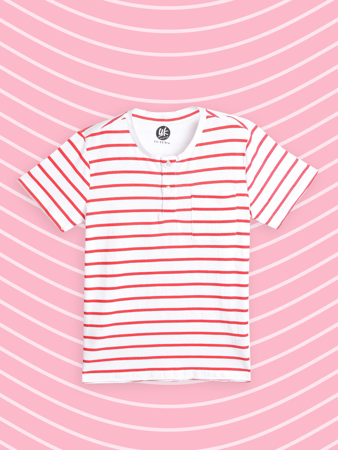 

YK Boys White & Red Striped Cotton T-shirt