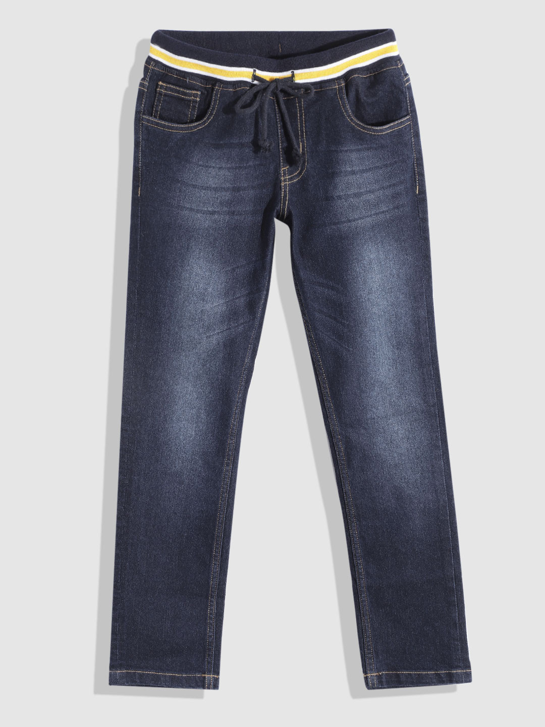 

YK Boys Clean Look Faded Stretchable Jeans, Navy blue