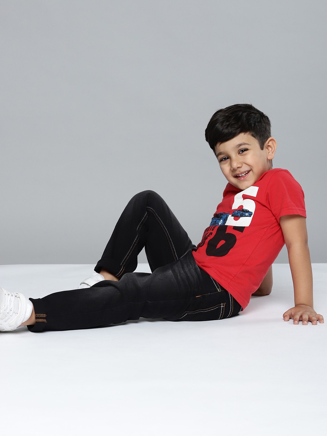 

YK Boys Black Regular Fit Clean Look Stretchable Jeans