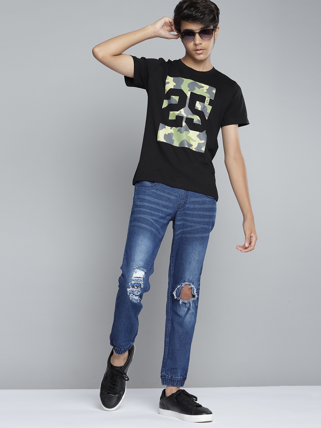 

YK Marvel Boys Blue Faded & Ripped Joggers