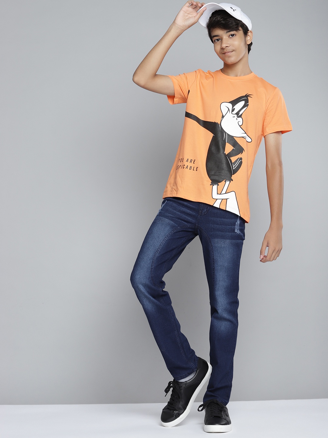 

YK Boys Navy Blue Low Distress Light Fade Stretchable Jeans
