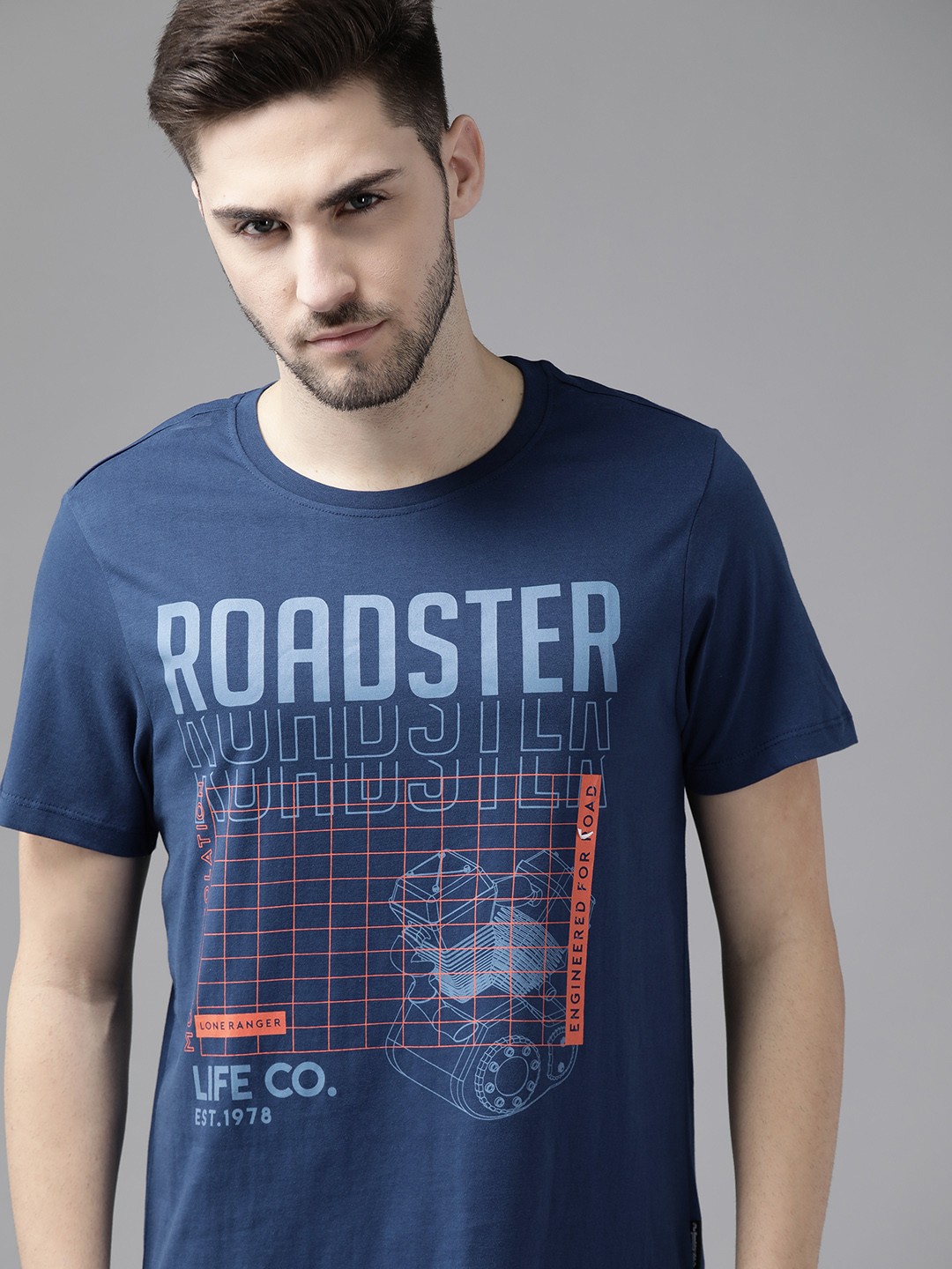

Roadster Men Blue Pure Cotton Printed Pure Cotton T-shirt