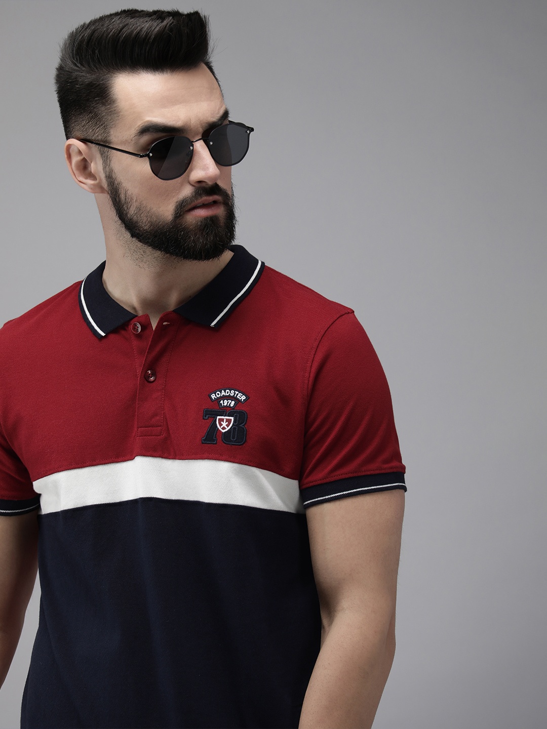 

The Roadster Lifestyle Co. Men Colourblocked Cotton Polo Collar T-shirt, Red