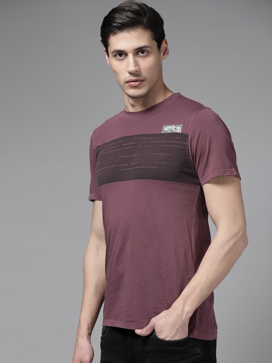 

Roadster Men Burgundy Printed T-shirt