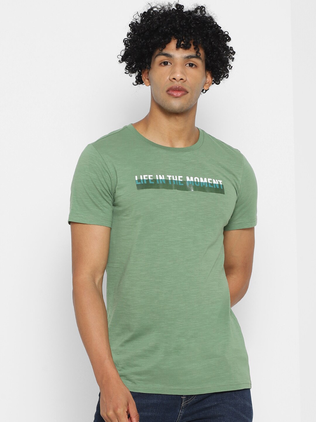 

FOREVER 21 Men Green Printed T-shirt