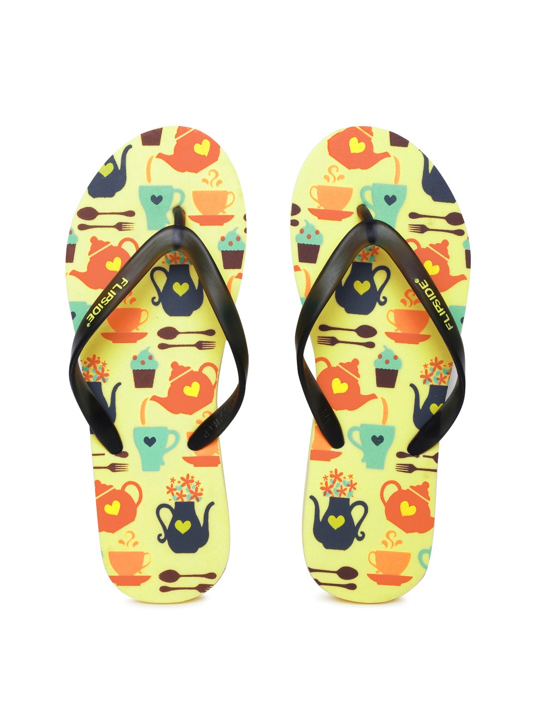 

Flipside Women Black & Yellow Printed Flip-Flops