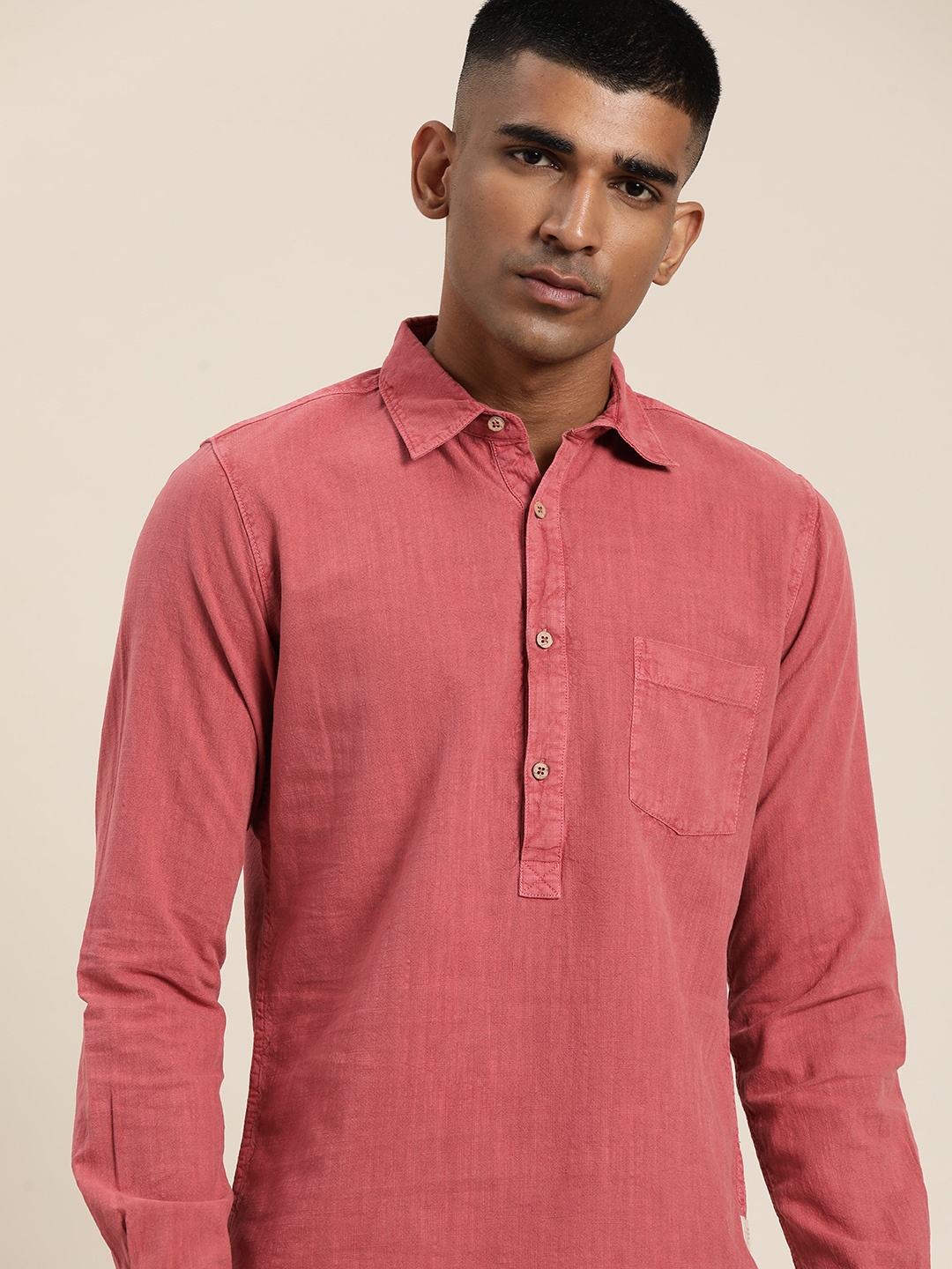 

ether Men Pink Pure Cotton Casual Shirt