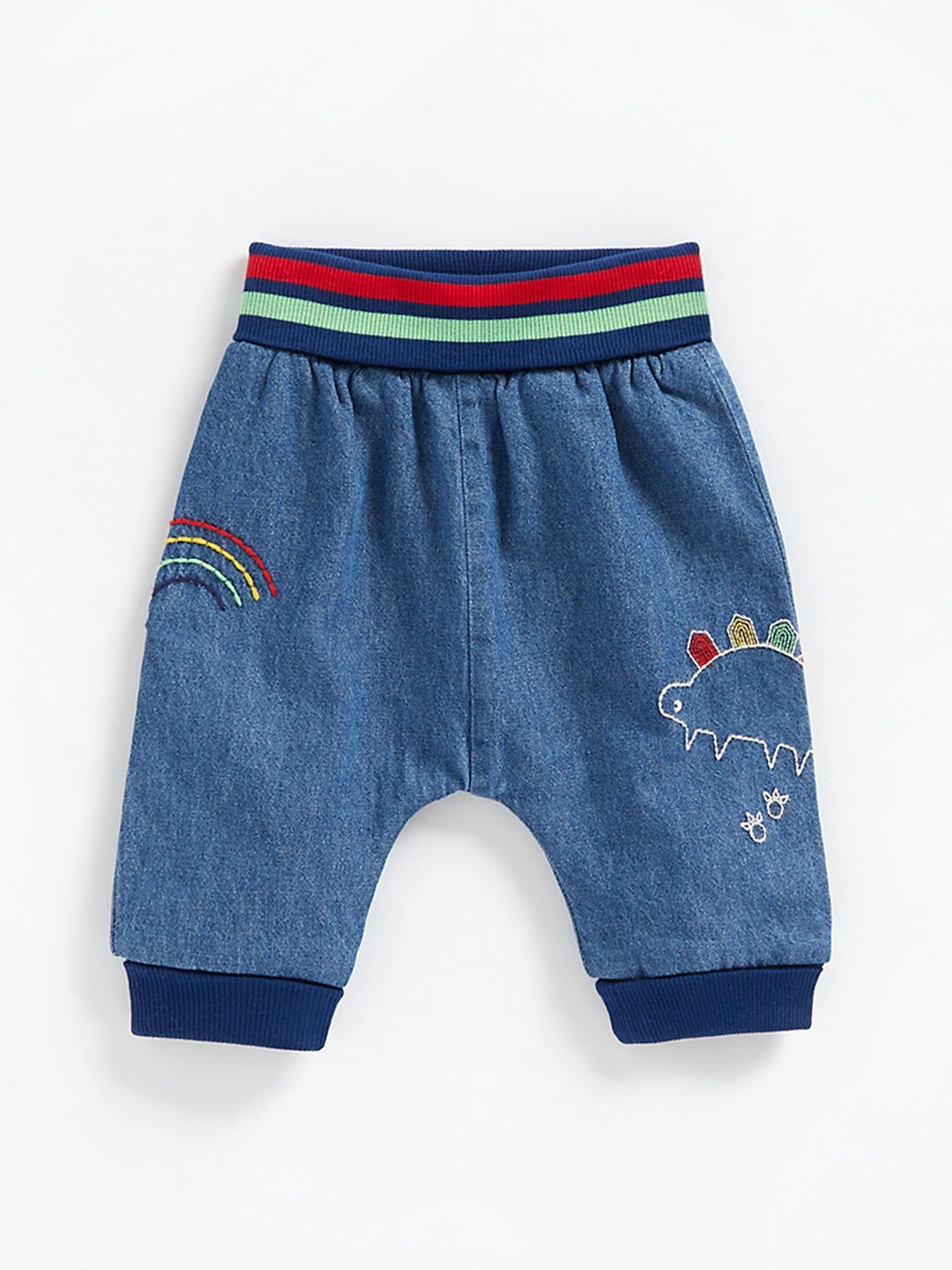 

mothercare Infant Boys Blue Embroidered Pure Cotton Denim Joggers