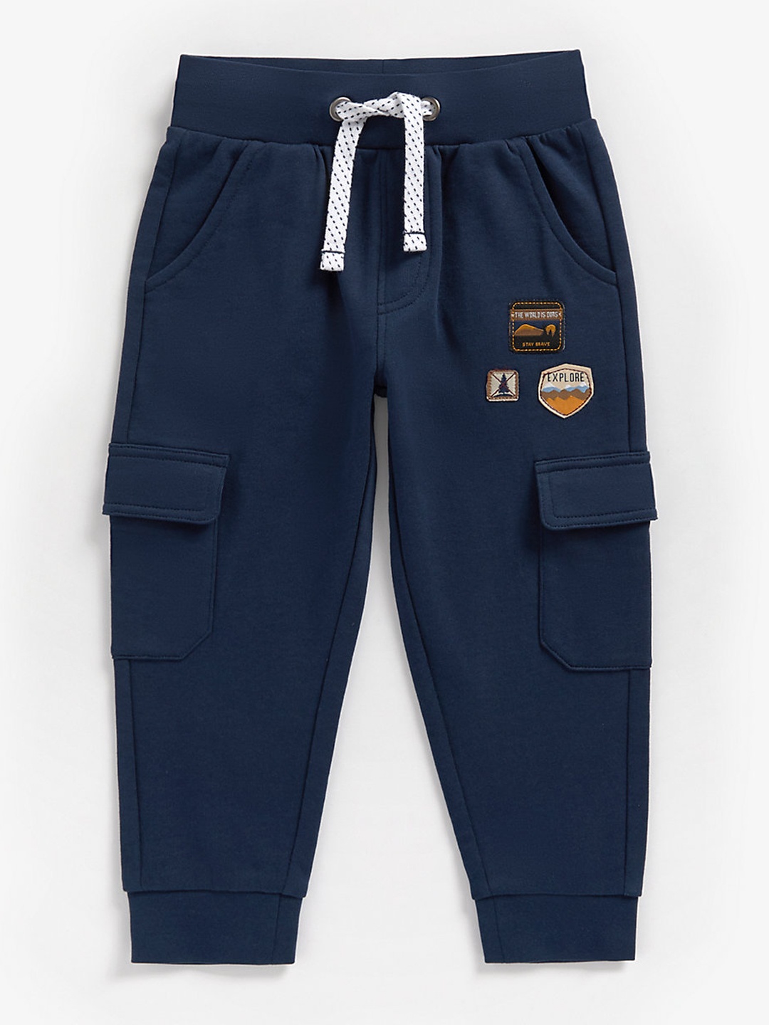 

mothercare Boys Navy Blue Solid Pure Cotton Applique Joggers