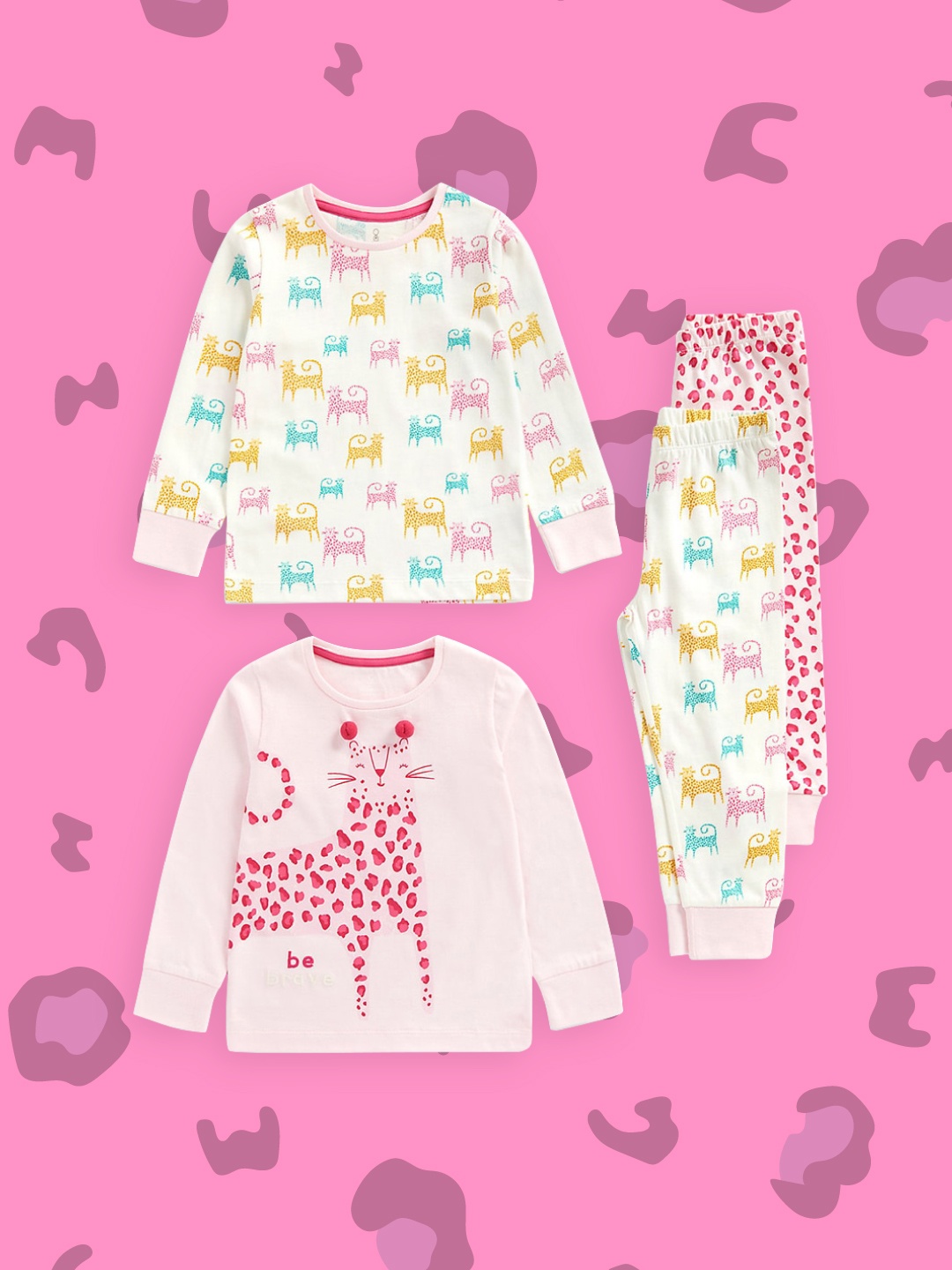 

mothercare Girls Pack of 2 Printed Night suits, White