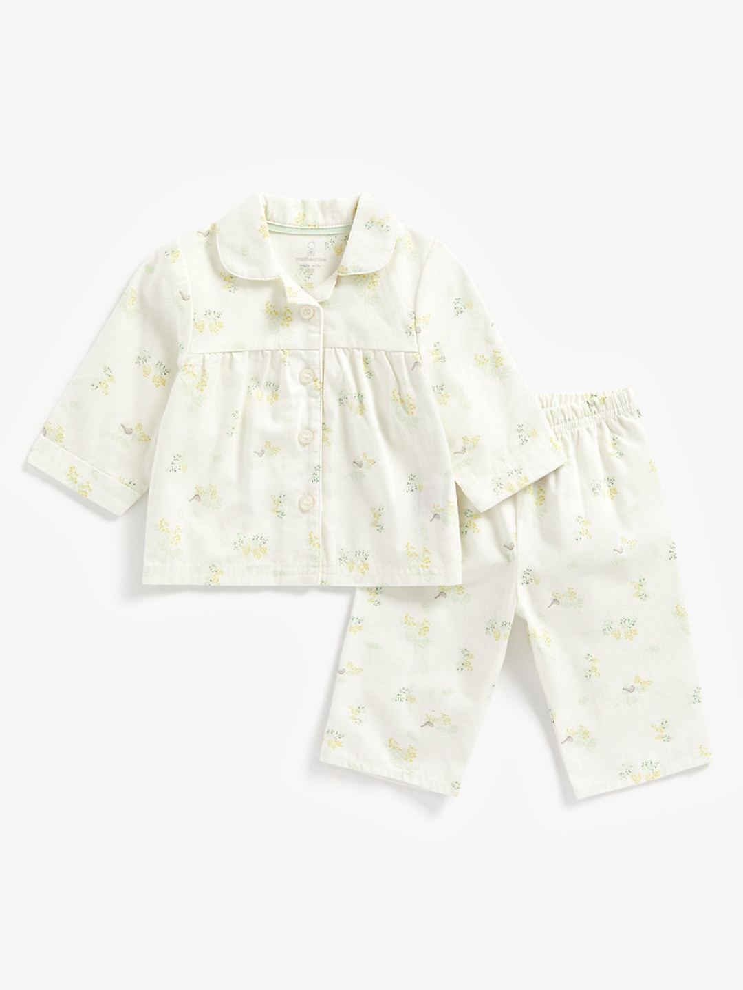 

mothercare Girls Off-White Printed Pure Cotton Night suit