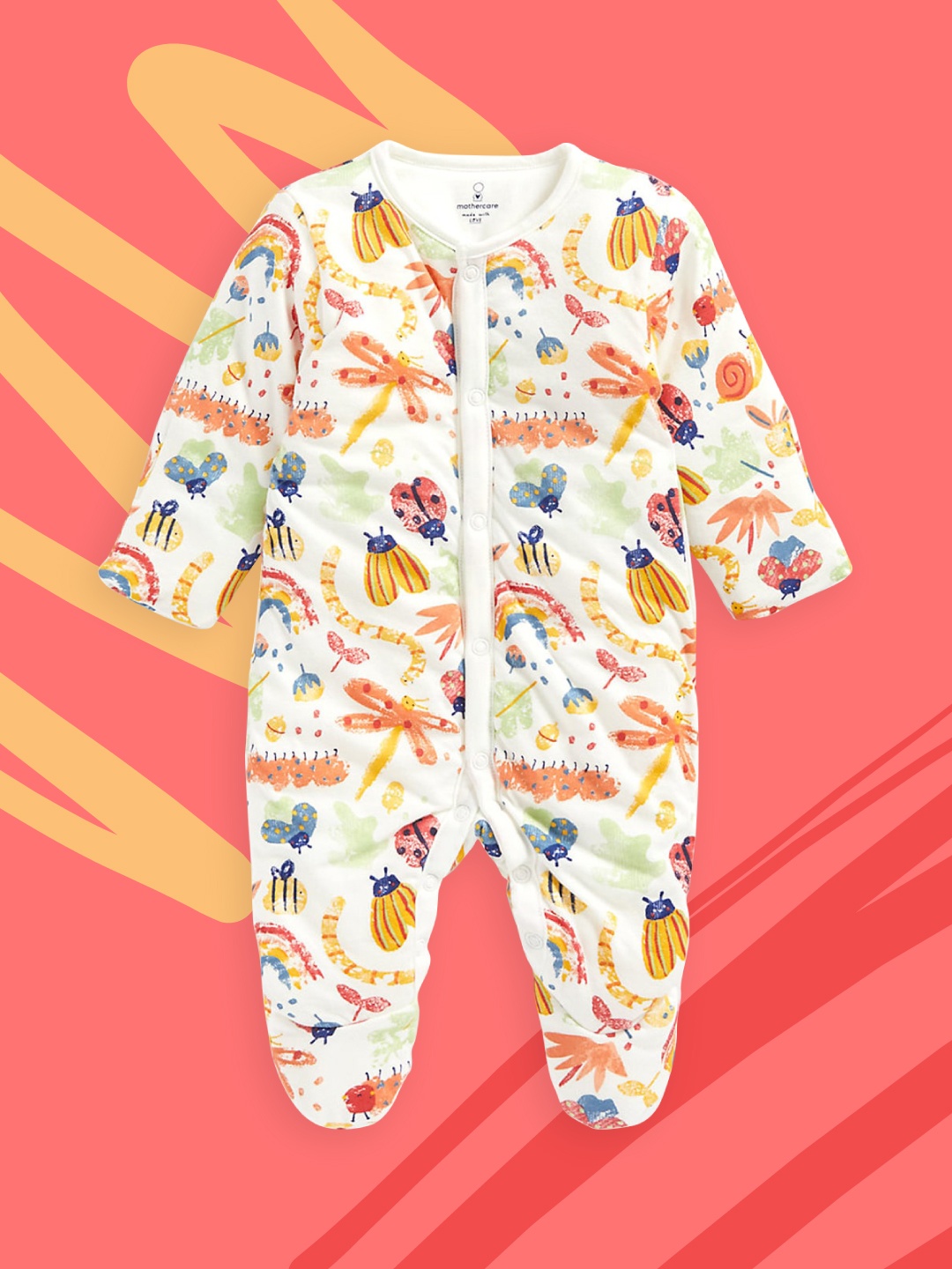 

mothercare Infant Boys White Conversational Printed Sleepsuit