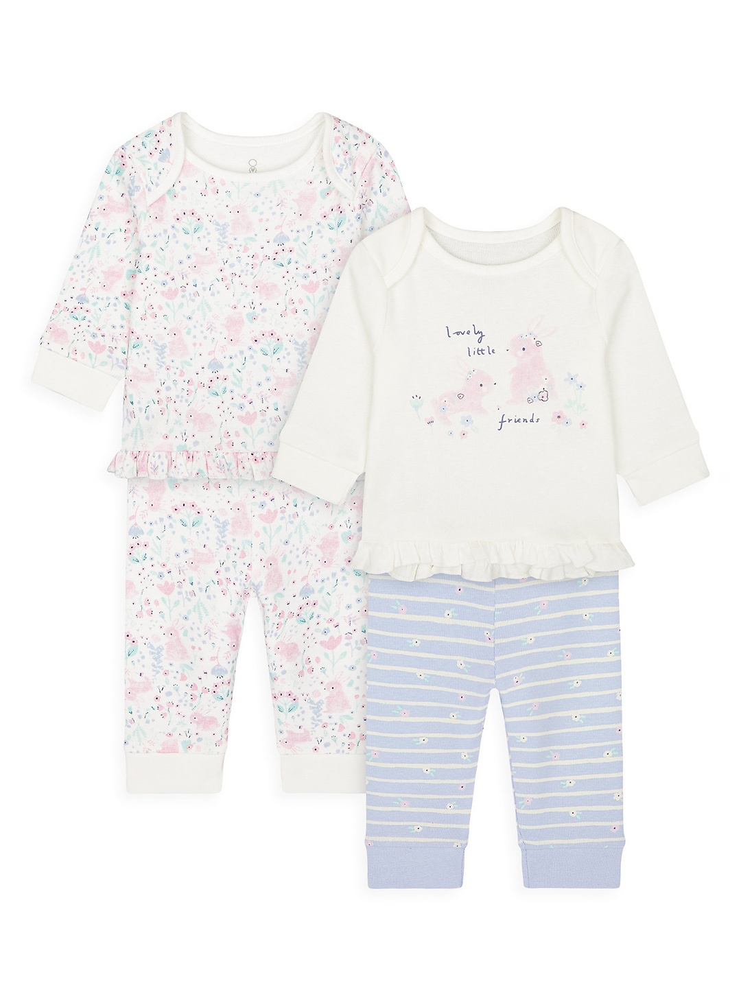 

mothercare Girls Set of 2 Printed Night Suits, Multi