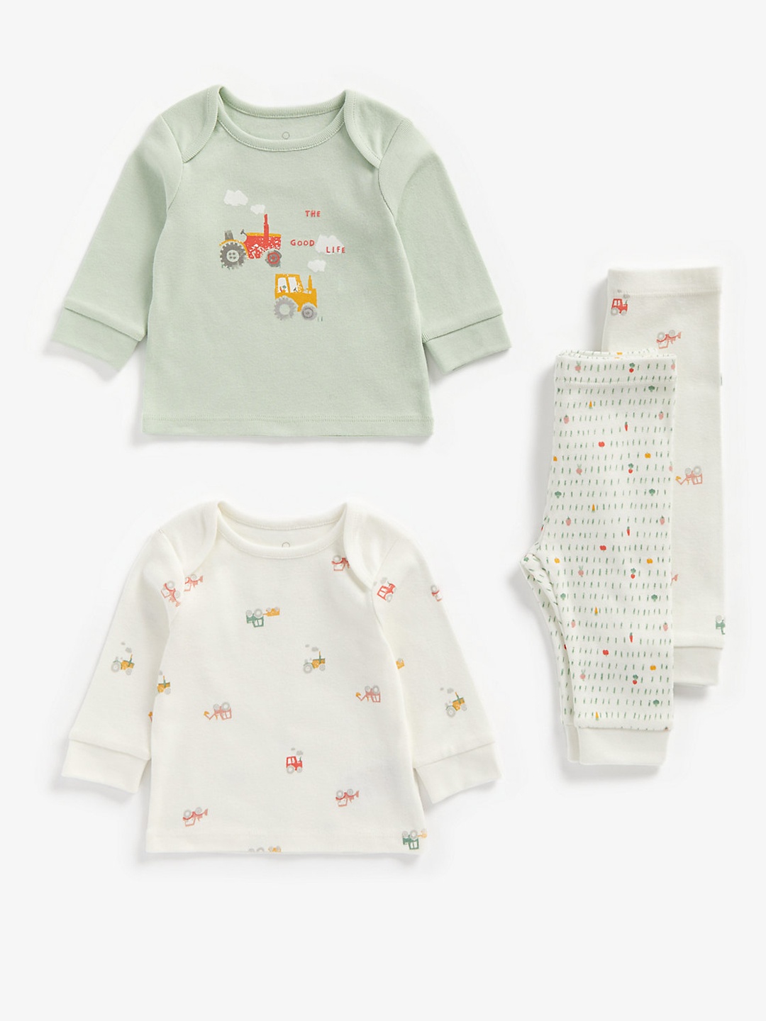 

mothercare Infant Boys Pack of 2 Printed Pure Cotton Night suits, Green