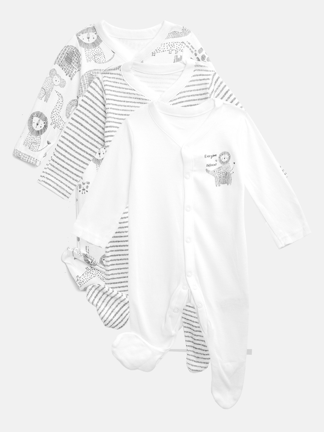 

mothercare Infant Kids Pack of 3 Pure Cotton Bodysuits, White