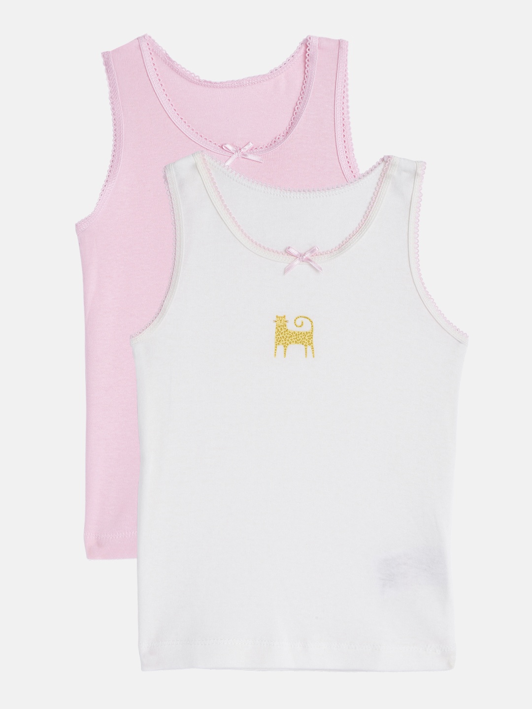 

mothercare Girls Pack Of 2 Pure Cotton Innerwear Vests, Pink