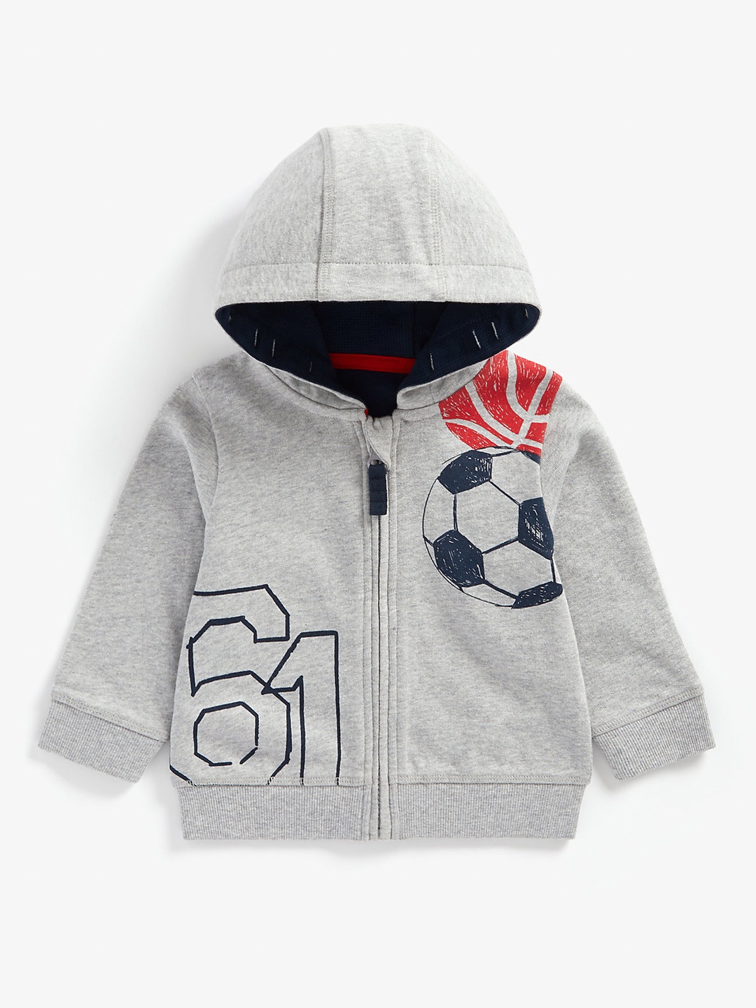 

mothercare Boys Grey Printed Hooded Pure Cotton Sweatshirt