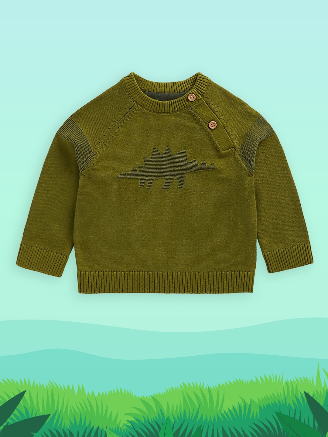 

mothercare Boys Olive Green Self Design Pure Cotton Sweatshirt