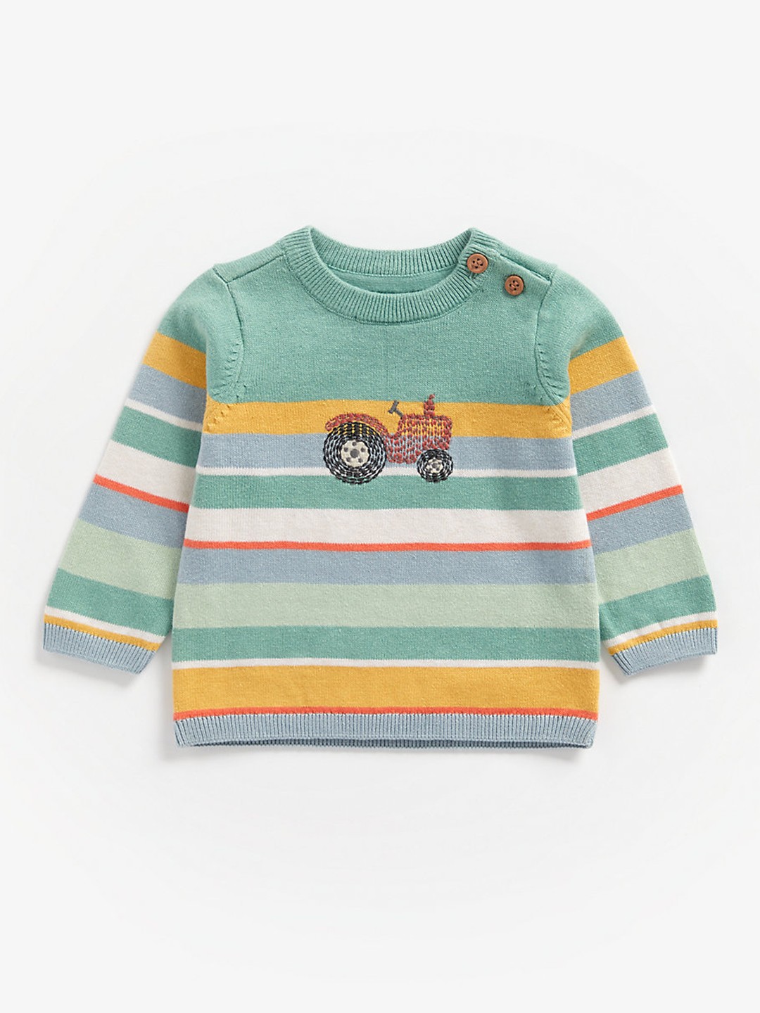 

mothercare Boys Infant Multicoloured Pure Cotton Striped Pullover, Multi