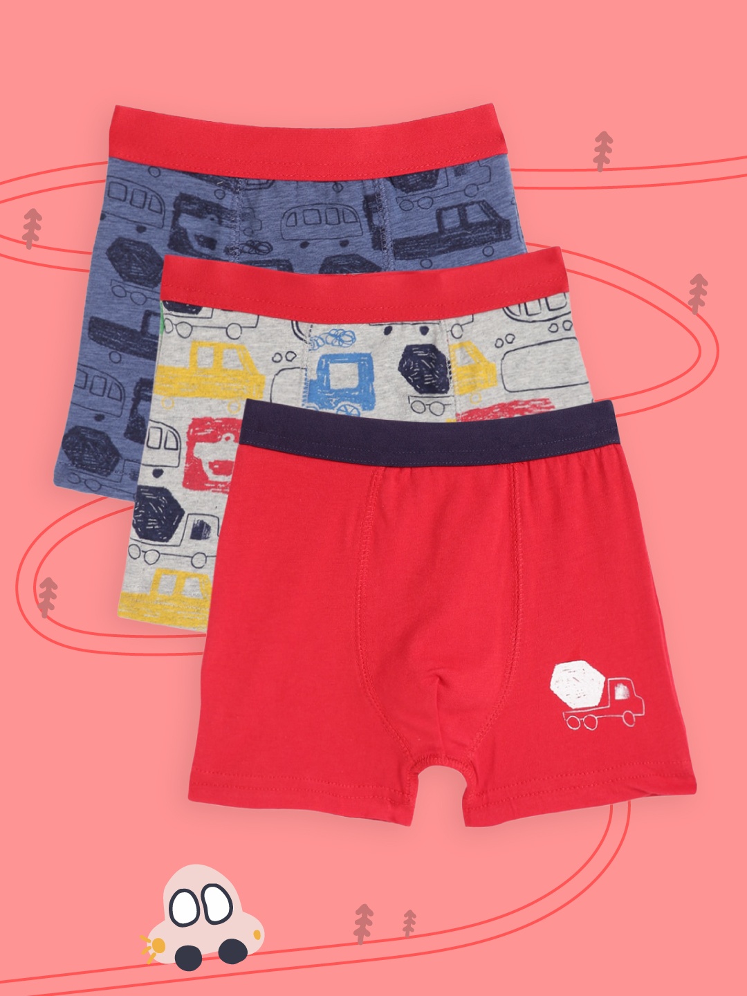 

mothercare Boys Pack of 3 Trunk Briefs 410258969009, Red