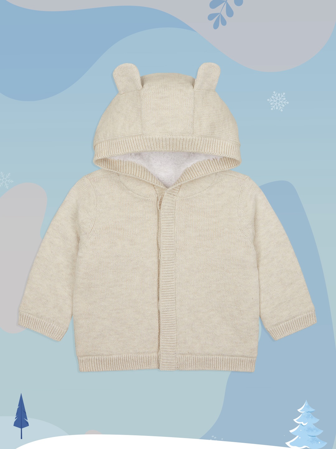 

mothercare Infants Cream Coloured Pure Organic Cotton Front Open Hooded Sweatshirt