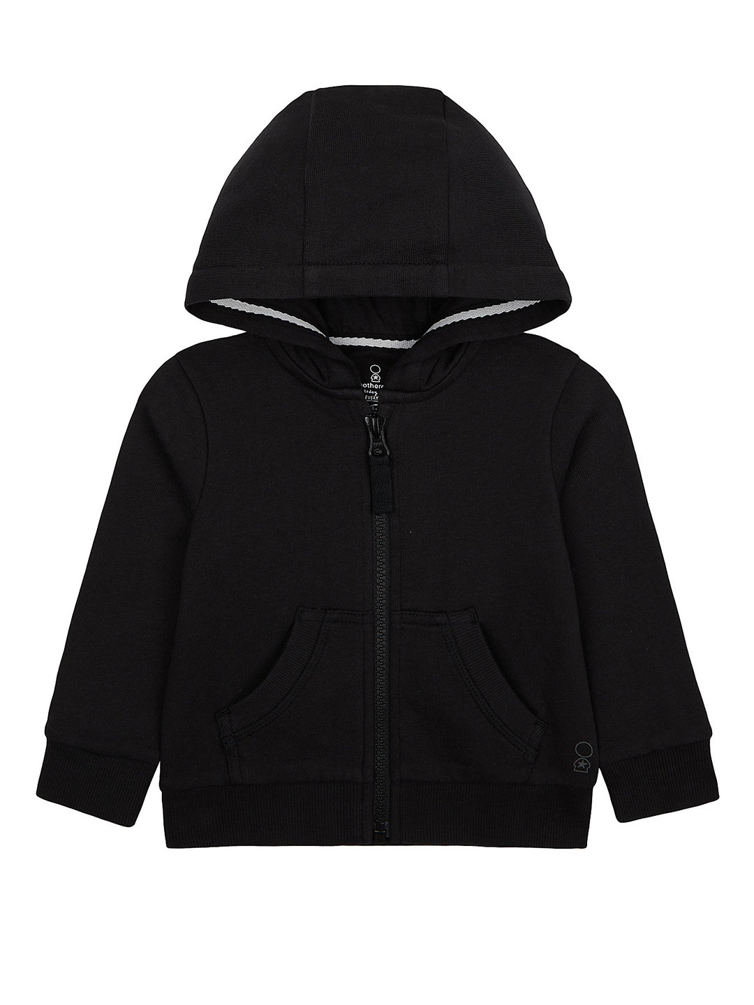 

mothercare Boys Black Solid Pure Cotton Hooded Sweatshirt