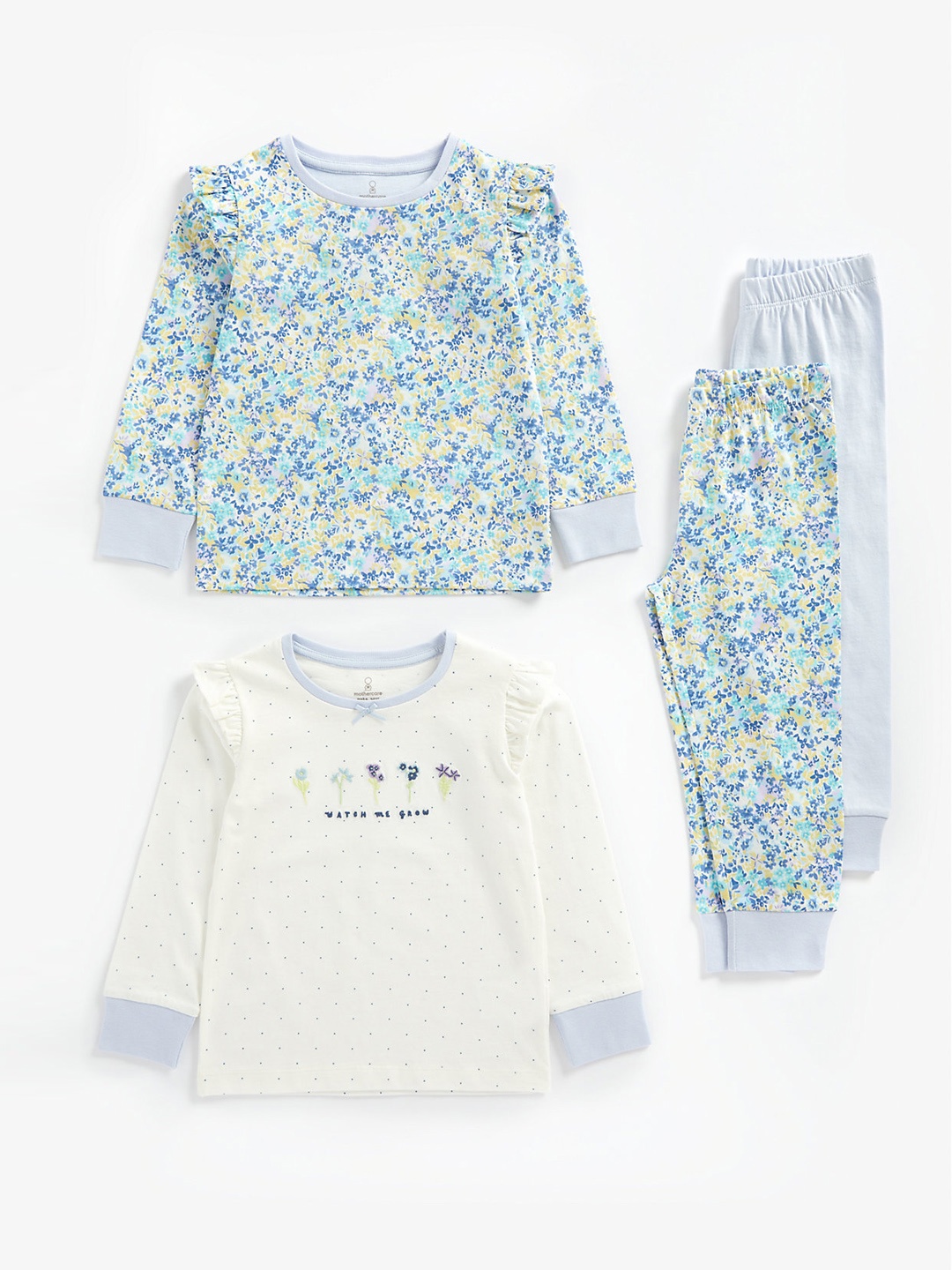 

mothercare Girls Pack of 2 Printed Night suits, Off white