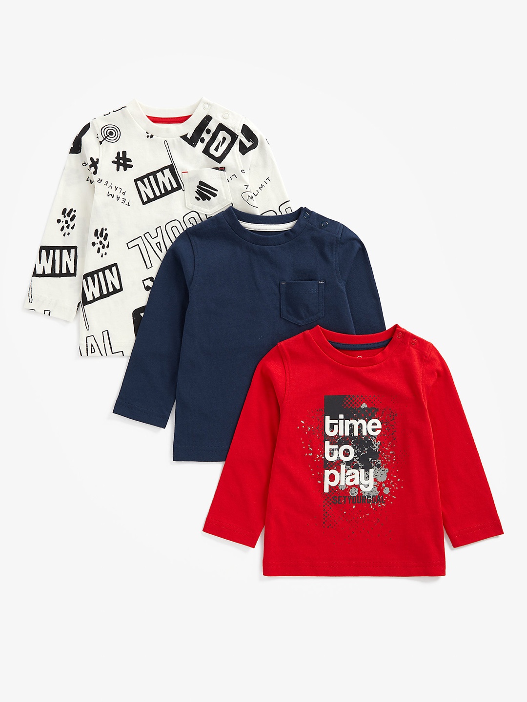 

mothercare Boys Set of 3 Pure Cotton T-shirt, Red