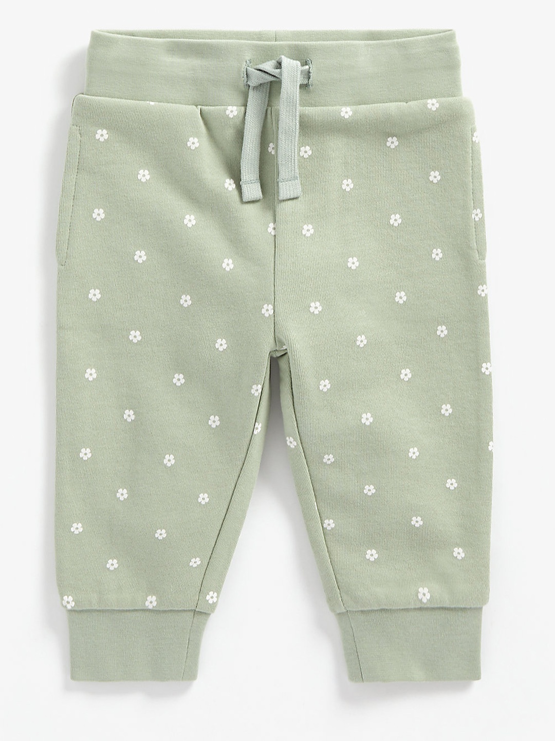 

mothercare Infant Girls Mint Green & White Floral Printed Organic Cotton Joggers