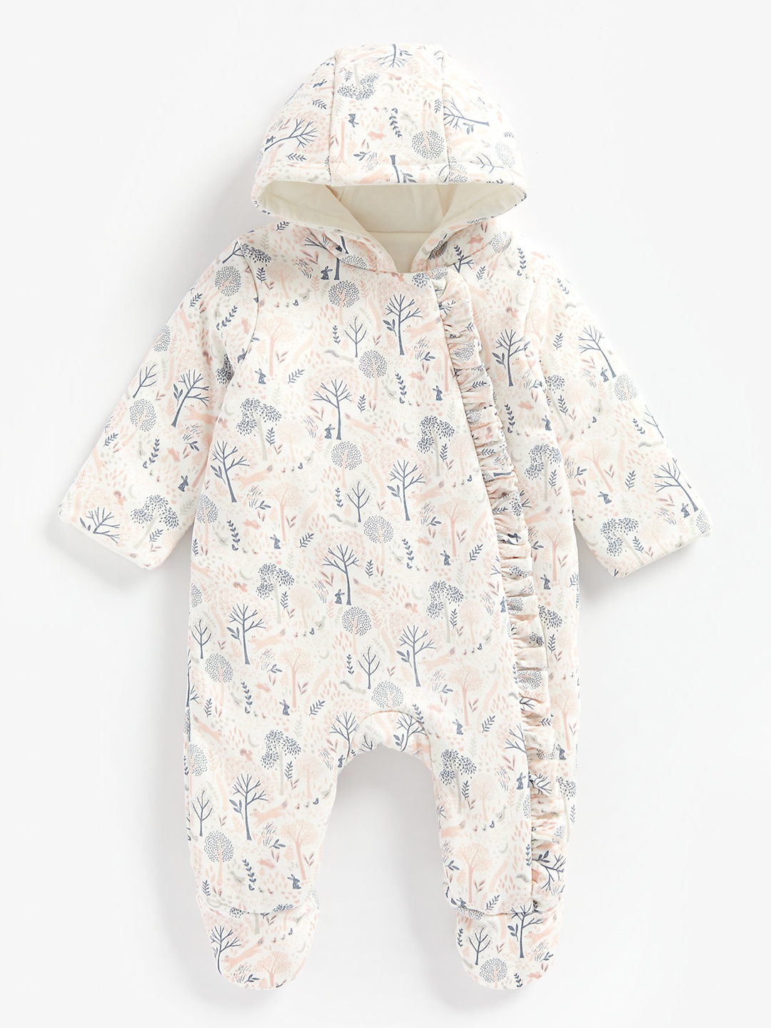 

mothercare Infant Girls Multicoloured Printed Hooded Sleepsuit, Multi