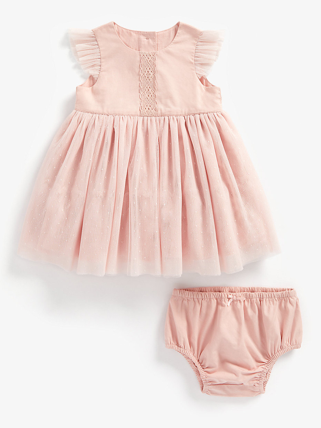 

mothercare Infant Girls Pink Solid Pure Cotton Fit and Flare Dress
