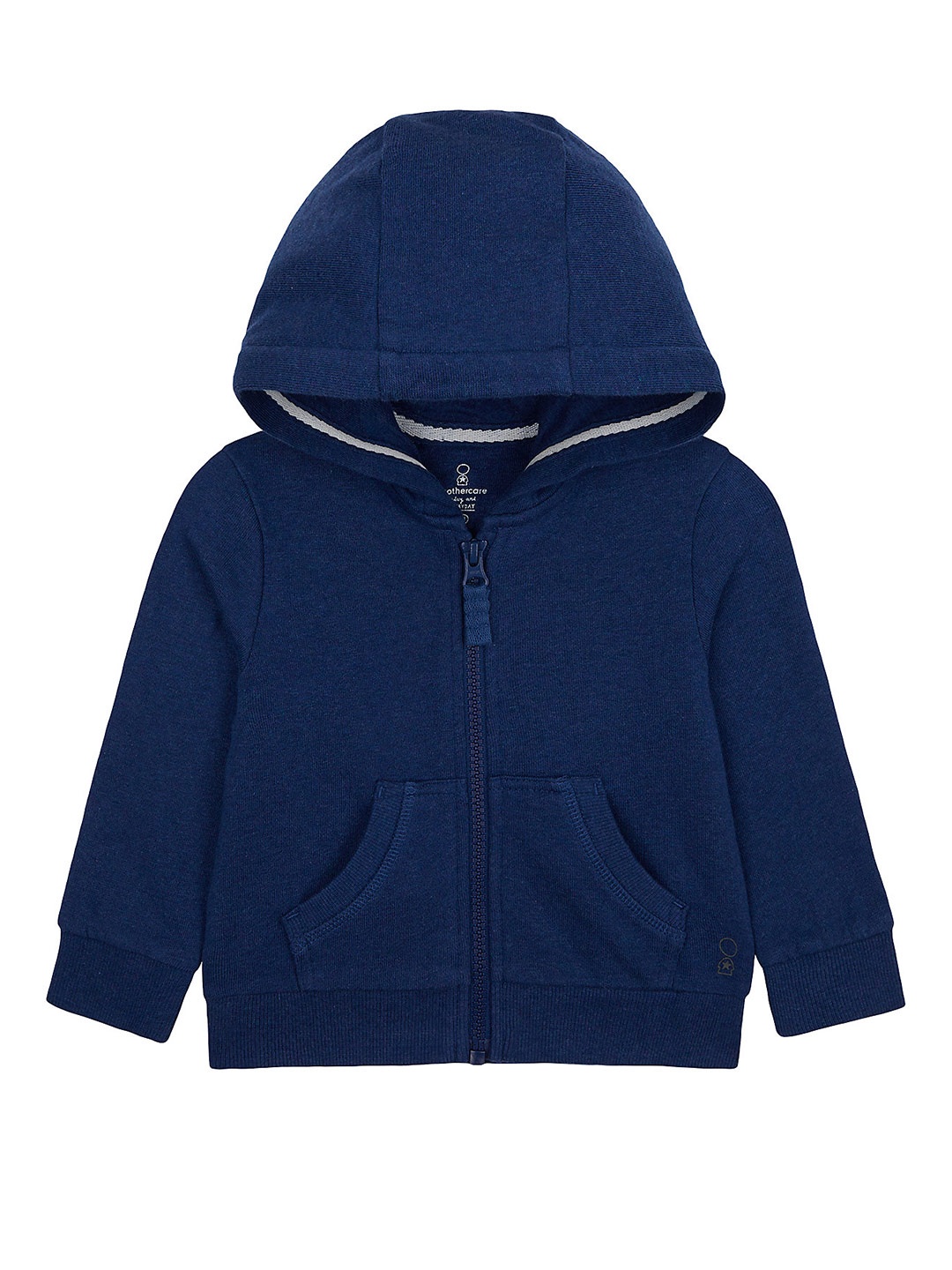 

mothercare Boys Navy Blue Solid Pure Cotton Hooded Sweatshirt