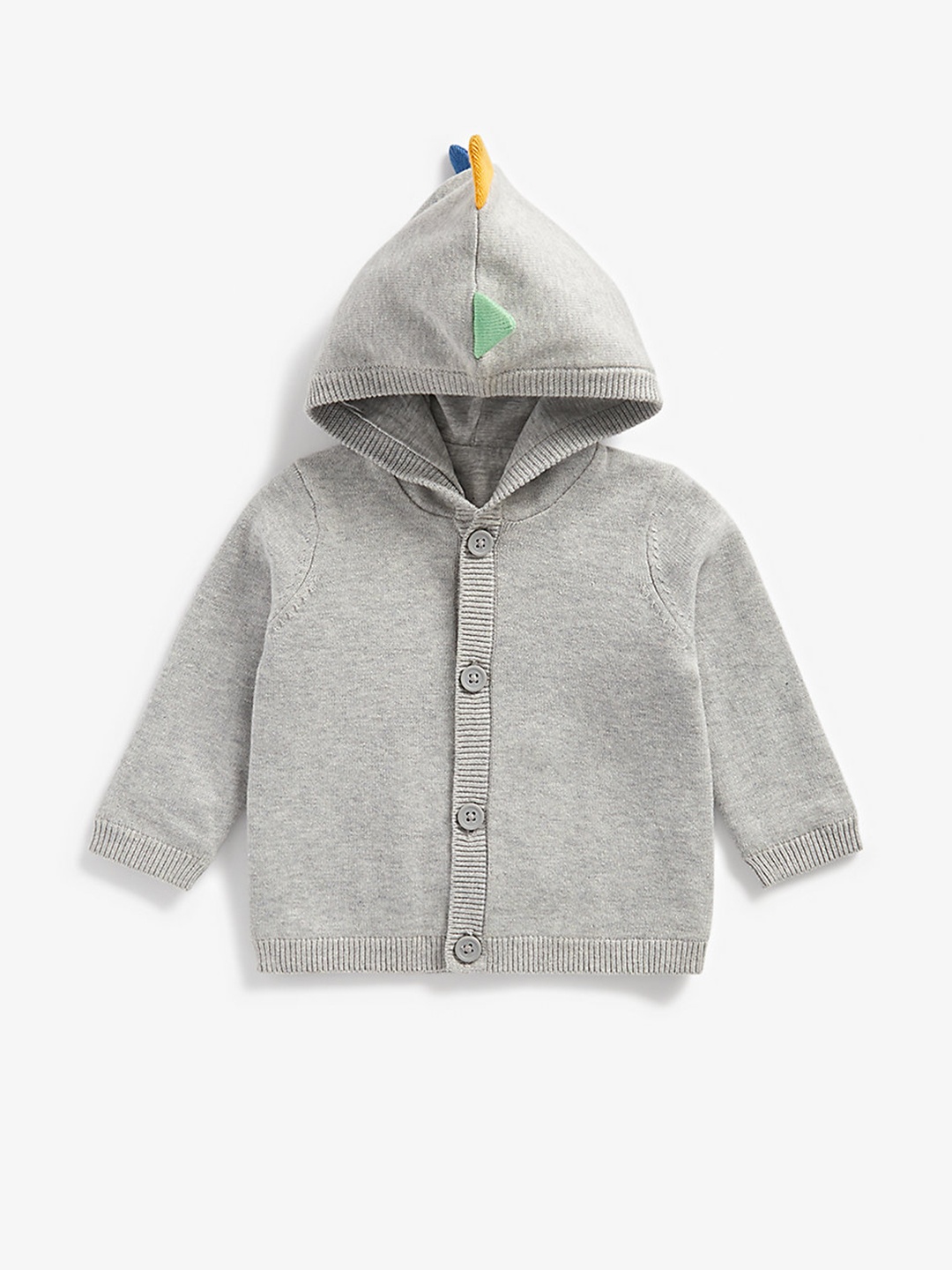 

mothercare Infant Boys Grey Solid Pure Cotton Applique Cardigan