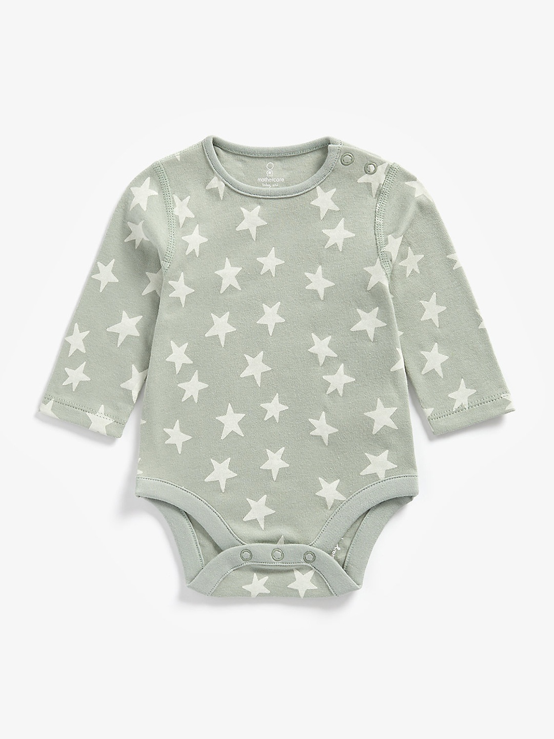 

mothercare Infant Kids Green Star Printed Organic Cotton Bodysuit