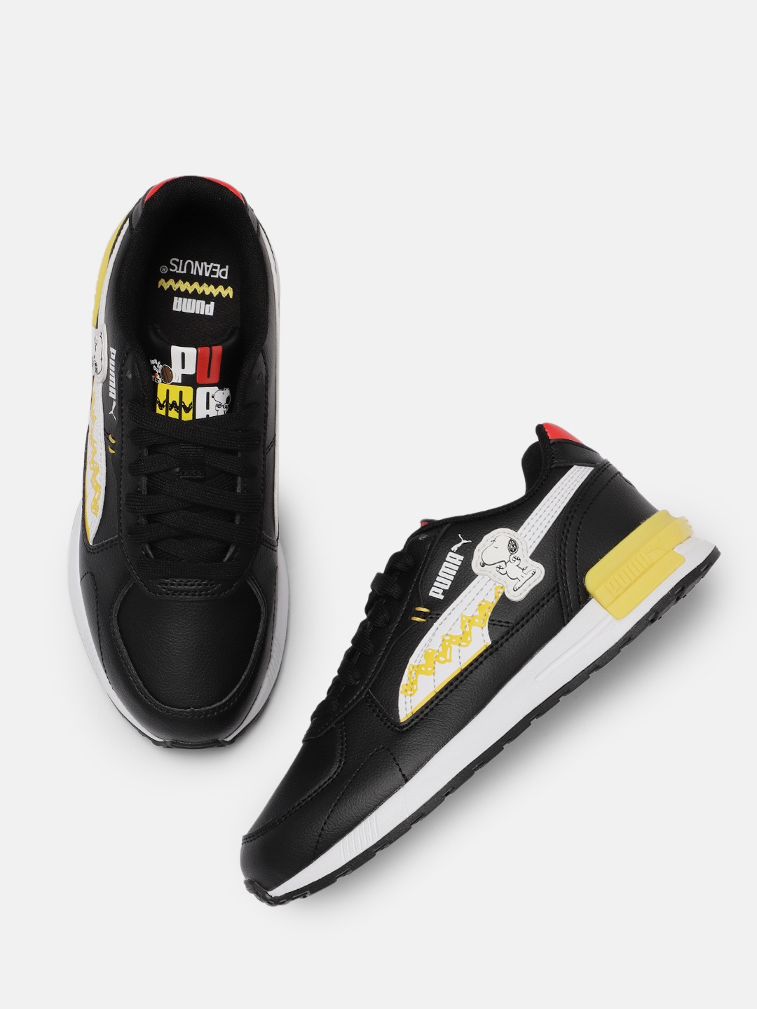

PUMA x PEANUTS Boys Black Graviton Youth Trainers Printed Sneakers